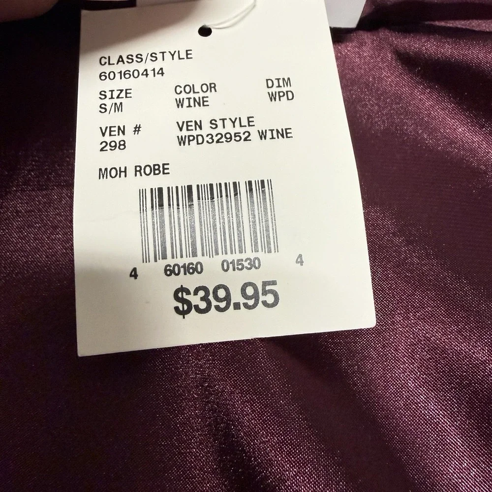 Davids Bridal Satin Silk Burgundy Maid Of Honor Robe Size S NWT - Picture 4 of 6